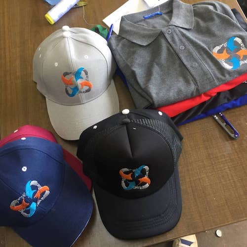 Branded caps and golf T-shirts